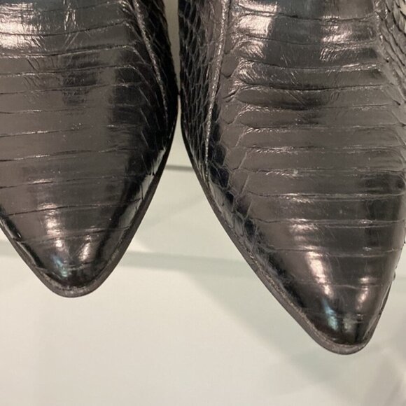 Kenneth Cole Black Snakeskin Pointy Ankle Bootie Size 9 - Picture 3 of 14